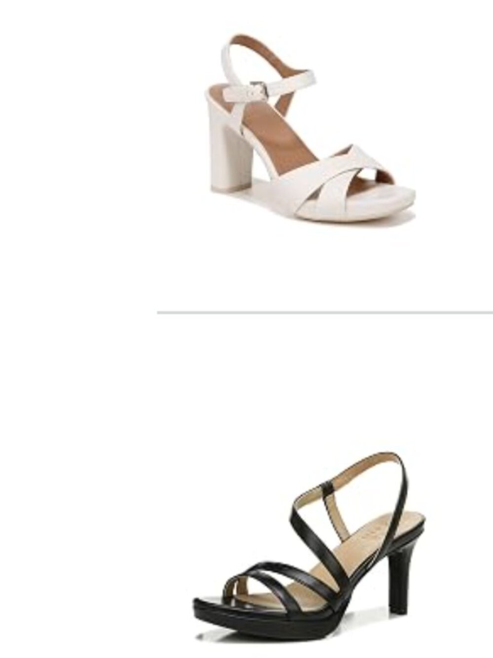 Bundle of 2 Black & White Leather Naturalizer Heeled Sandals, Size 8